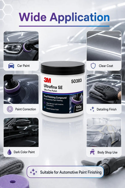 Lucidante Professionale 3M 50383 Ultrafina SE per Vernice Auto, Rimuovi Graffi e Ologrammi, Dettagliatura, Finitura Lucida, 100g Riconfezionato