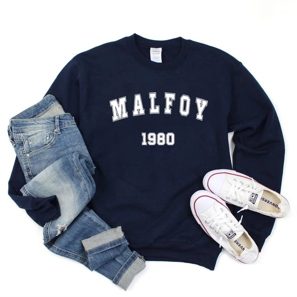 2025 Felpa Draco Malfoy Film Magico HP Wizard World Pullover Vintage Wizard School Retro Malfoy 1980 Felpe girocollo