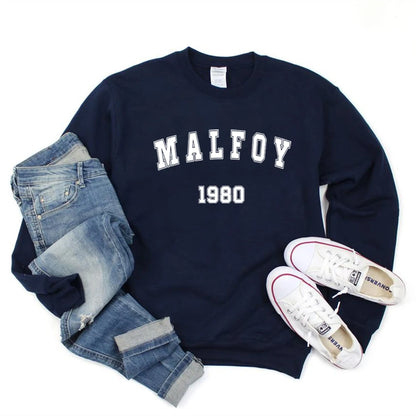 2025 Felpa Draco Malfoy Film Magico HP Wizard World Pullover Vintage Wizard School Retro Malfoy 1980 Felpe girocollo