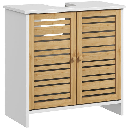 Mobile bagno HOMCOM con ante a battente, 2 ante con ripiano regolabile, armadietto per lavabo 60x30x60 cm