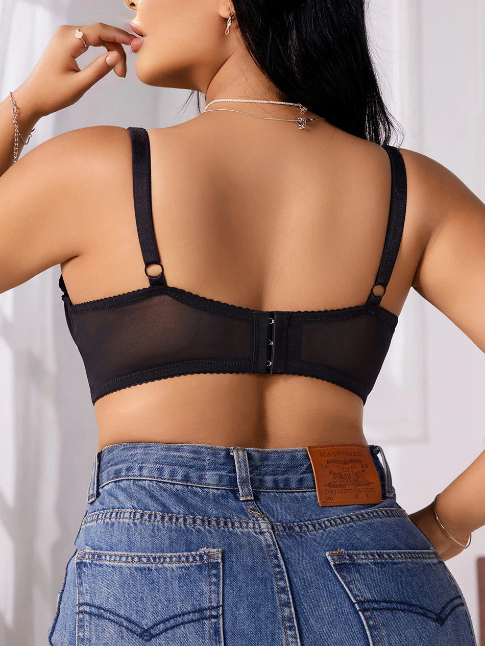 Lingerie taglie forti da donna mezza tazza raccolta push up bottone frontale design incrociato in pizzo adatto per donne voluptuose XL-XXXL MR2895
