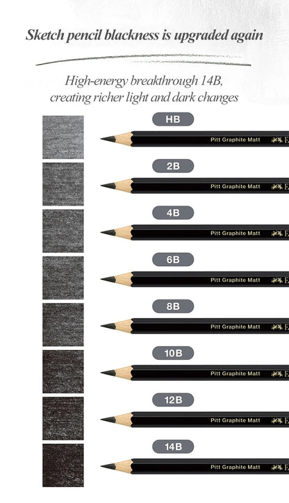 Faber-Castell 8/12pcs Set Matte Sketch Pencil Art Graphite per schizzo Black Lead Writing Drawing matite di grafite forniture