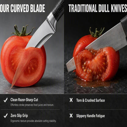 Coltello da cucina professionale in acciaio inossidabile. Coltello affilato per tagliare carne e verdure. Manico antiscivolo con fodero.