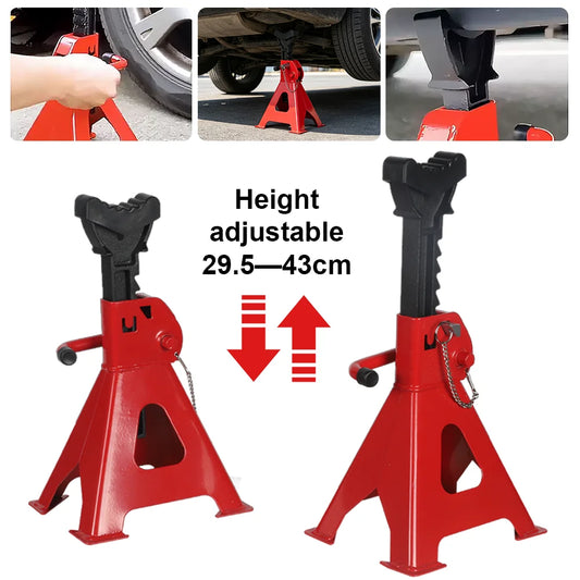 2 pezzi Supporto per Assale 3T per Carichi Pesanti in Acciaio Regolabile con Perno di Bloccaggio, Kit di Sicurezza per Riparazione Pneumatici, Strumenti per Manutenzione Auto