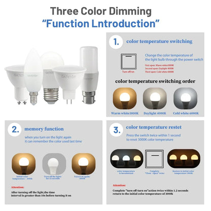 Lampadina intelligente regolabile a 3 temperature di colore CCT AC100-240V 3W 9W Lampadina LED GU10 MR16 E27 Luce spot Temperatura colore per l'illuminazione domestica