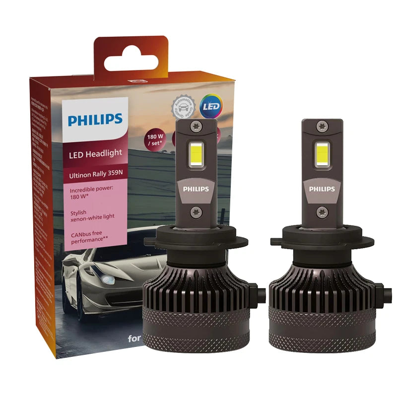 Philips LED 15000lm Ultinon Rally 3590 H4 H7 H8 H11 HB3 HB4 H19 HIR2 H1 Faro per auto 6500K Bianco Potenza massima 180W 12V 4200K U359N
