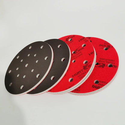 Disco abrasivo in spugna da 6 pollici 150 mm con 17 fori per levigatrice FESTOOL MIRKA 3M ecc. Lucidatura della vernice per auto floccaggio carta vetrata a secco