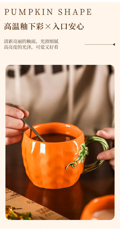 Tazza a Forma di Zucca Carina, Tazze Realistiche a Forma di Zucca, Stoviglie in Porcellana, Utensili per Bere, Tazze da Caffè, Tazze per il Tè Pomeridiano