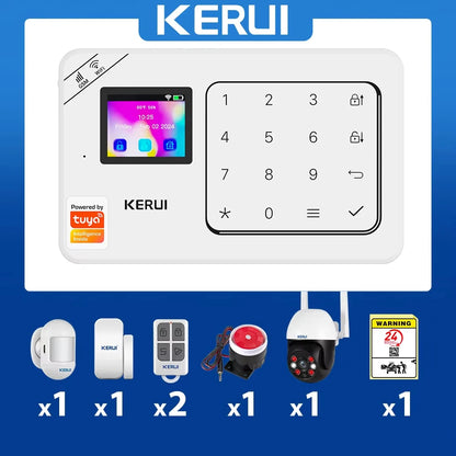 Kit Sistema di Allarme Domestico WIFI GSM KERUI Compatibile con Tuya, Allarme Antifurto Supporta Alexa Google, Sicurezza Wireless per Casa 433MHz