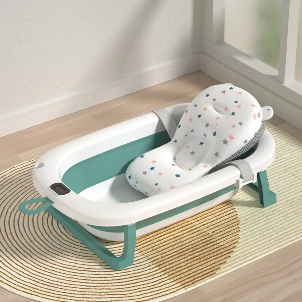 Cuscino da bagno pieghevole per neonati, ideale come regalo di nascita per bambine, adatto da 0 a 3 anni, Rosa/Grigio/Verde/Blu