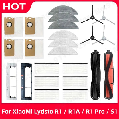Spazzola principale/laterale Filtro HEPA Mop Panno Scatola per la polvere Sacchetto per la polvere per XiaoMi Lydsto R1 / R1A / R1 Pro / S1 Parti per aspirapolvere robot