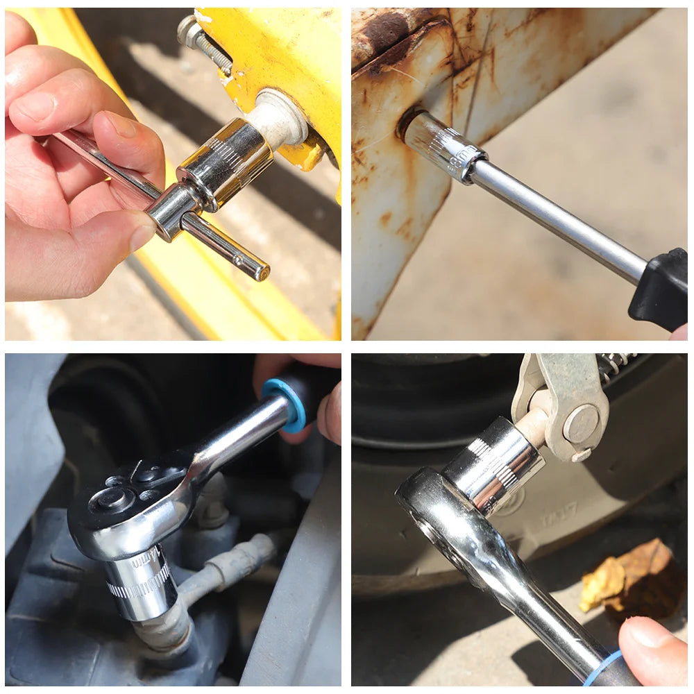 Set di chiavi a cricchetto e bussole da 114 pezzi/100 pezzi, kit di attrezzi per la riparazione di auto, set di chiavi a cricchetto da 1/4" e 1/2", combinazione di chiavi a cricchetto e chiavi dinamometriche, con maschi (M3,