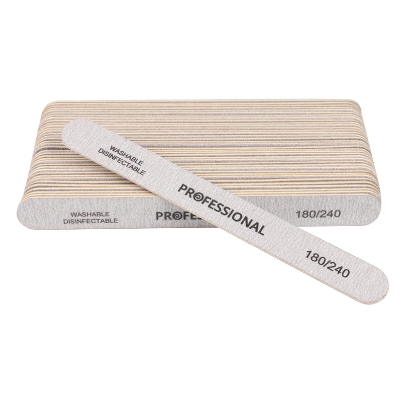 10 pz Lima per unghie 100/180 Tampone per unghie in legno Carta vetrata professionale Lime per smalto gel per unghie Forte spessore Levigatura grigia Strumenti per manicure