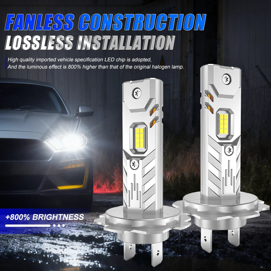 Fari LED H7 H4 da 8500W, CANBUS H8 H11 H1 9005 HB3 9006 HB4, Luci Mini Lampada 1:1, Fari Fendinebbia Wireless Plug&Play 6500K, 2 Pezzi