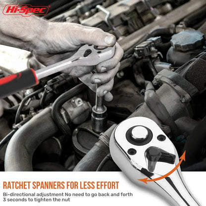Set di Attrezzi Meccanici Hi-Spec 216 Pezzi, Kit di Utensili Manuali con Chiavi Miste 1/2" 1/4" 3/8", Set di Bussole per Riparazione Auto e Garage