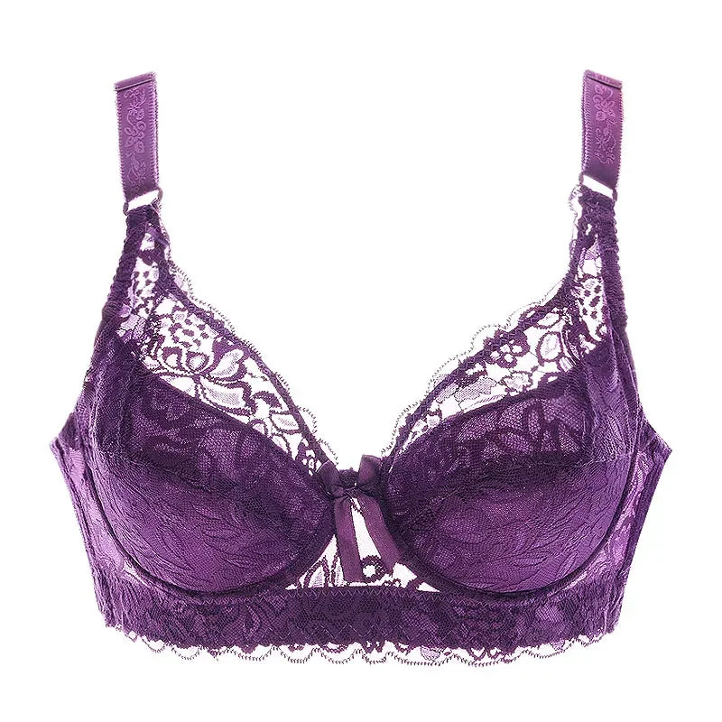 Reggiseno sottile a copertura totale, senza ferretto, regolabile, in pizzo, per taglie forti, copri seno, coppe B C D, reggiseno in pizzo taglie grandi 2028