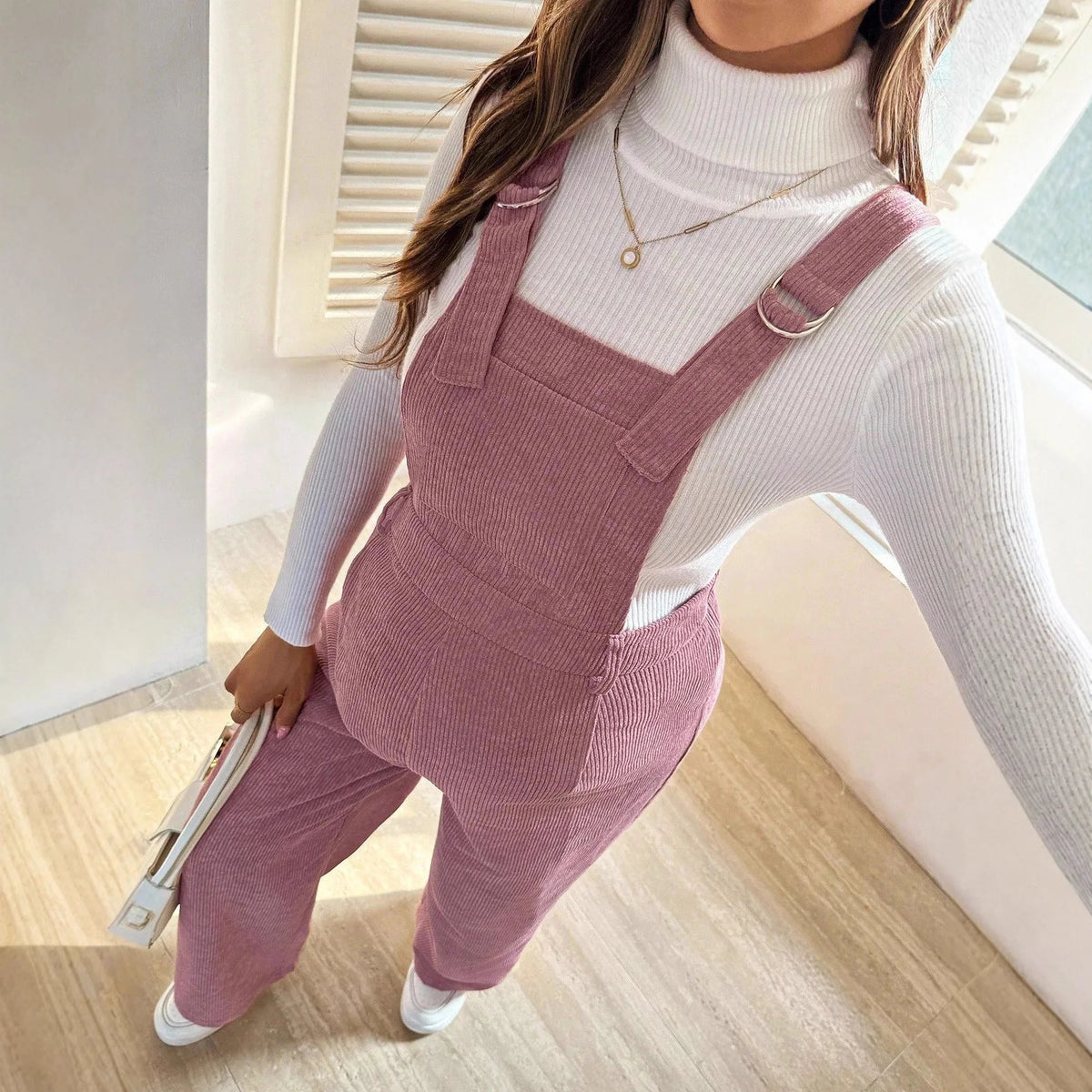 Tuta in Velluto a Coste per Donne in Gravidanza, con Bretelle Regolabili e Gamba Larga, Abbigliamento Casual Primaverile e Autunnale per la Gravidanza