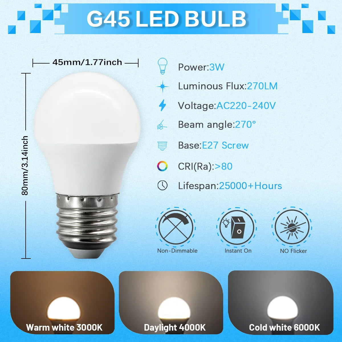 Confezione da 6/8/10 Lampadine LED E27 AC 220V 230V, 90LM/W CRI90 3W-24W, Illuminazione Bianca Calda/Fredda 3000K/4000K/6000K per Uso Domestico