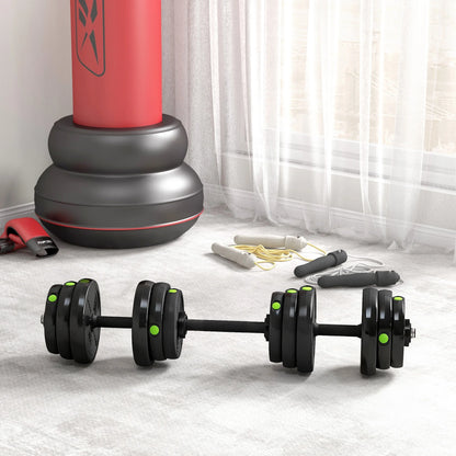 Set di manubri e bilancieri regolabili da 25 kg, 2 in 1, attrezzi per l’allenamento della forza con manici antiscivolo e dischi in plastica per l’uso in palestra domestica, per esercizi di fitness, allenamento muscolare e
