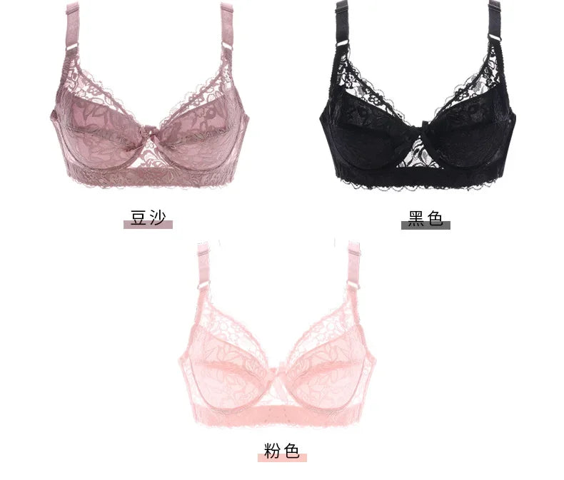 Reggiseno sottile a copertura totale, senza ferretto, regolabile, in pizzo, per taglie forti, copri seno, coppe B C D, reggiseno in pizzo taglie grandi 2028