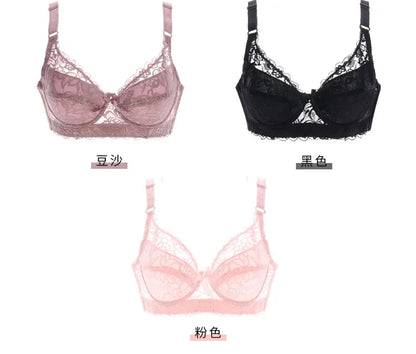Reggiseno sottile a copertura totale, senza ferretto, regolabile, in pizzo, per taglie forti, copri seno, coppe B C D, reggiseno in pizzo taglie grandi 2028