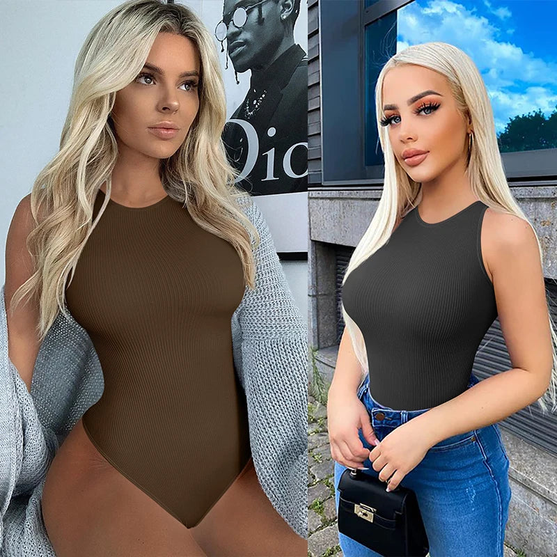 Perizoma Body per donna Tummy Control Shapewear Top Racerback Nuovo Body Modellante Collo alto Tuta Tuta