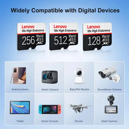 Scheda Micro SD Lenovo ad alta velocità, 512 GB, 1 TB, classe A2, per Nintendo Switch, Steam Deck e smartphone – disponibili anche schede di memoria da 256 GB e 128 GB.