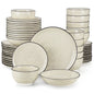 vancasso 24/48 pezzi piatti Beige set da pranzo set di stoviglie in ceramica spirale dipinta a mano con 6 piatti per la cena/Dessert/zuppa/ciotola