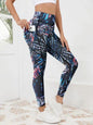 Pantaloni fitness da donna con tasca a vita alta stampati abbinati a pantaloni da yoga addominali attillati, adatti per correre, escursioni e sp