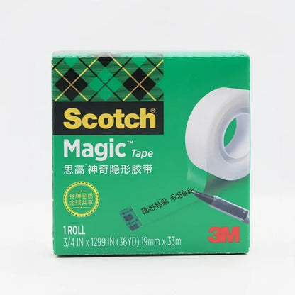 Nastro Adesivo Invisibile Originale 3M Scotch 810 con Dispenser e Rotolo di Ricambio 19mmx33m per Ufficio e Scuola