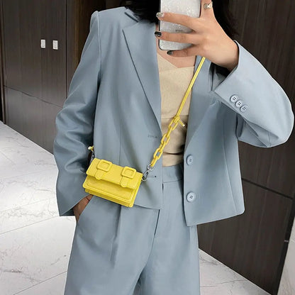 Mini borse a tracolla piccole per donna Borsa a catena per ragazza Borsa in pelle PU Borse a tracolla per ragazza da donna Designer 2022 Estate Giallo