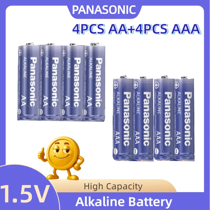 Batterie alcaline Panasonic AA/AAA da 1,5 V, adatte per fotocamere digitali, torce elettriche, lettori CD, mouse wireless, ecc.