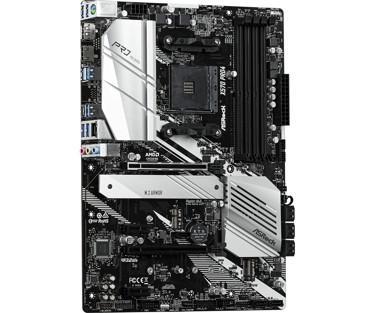 Scheda Madre ASRock X570 PRO4 Socket AM4 PCIe 4.0 M.2 USB3.2 Supporto Ryzen 7 5800X 5600X 3700X DDR4 ATX per Gaming