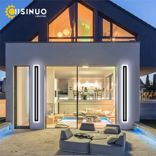 Lampada da parete lunga a LED per esterni impermeabile IP65 apparecchi di illuminazione a parete in alluminio per veranda Villa 110V 220V Sconce