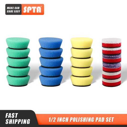 SPTA Mini Kit tampone per lucidatura in spugna da 1,5 pollici (40 mm) / 2 pollici (50 mm) per strumento di pulizia per lucidatrice a batteria 12 V