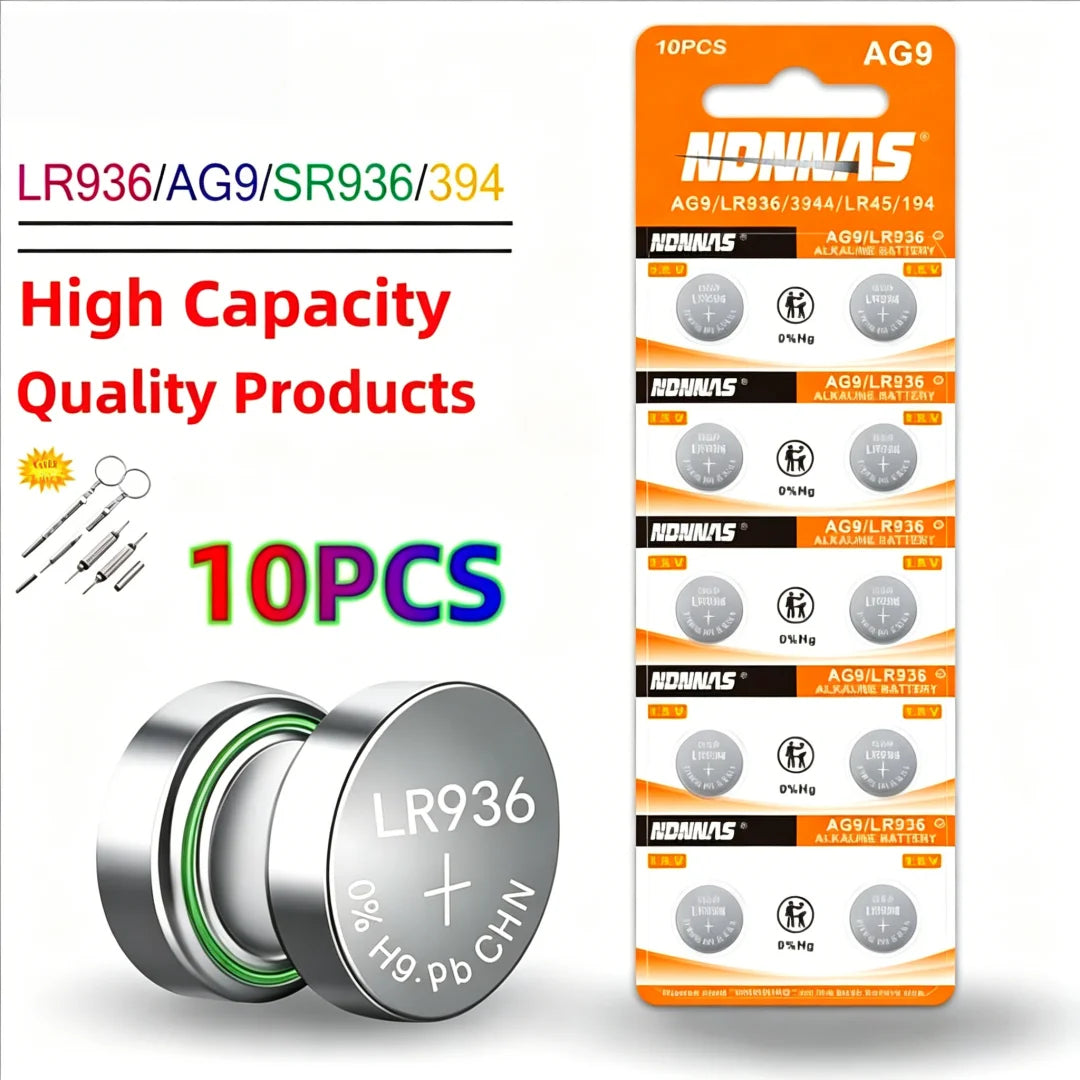 10PCS-100PCS 1.55V AG9 LR936 394 SR936SW LR45 Batterie a bottone G9A 194 394A SR936 L936F Orologio a moneta cellulare Giocattoli Batteria a distanza