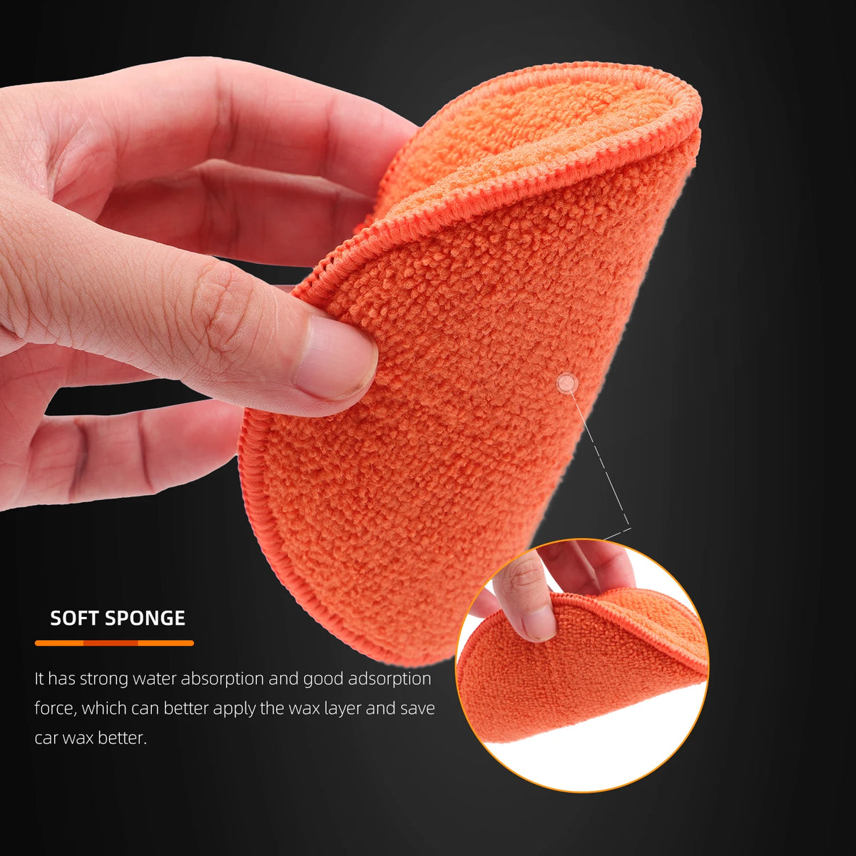 SPTA Tamponi Applicatori in Microfibra da 5 Pollici (125mm) con Fascia Elastica per Lucidatura e Pulizia Auto