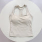 Reggiseno sportivo da donna con scollo quadrato e schiena incrociata, con imbottiture fisse antiurto per yoga, pilates, corsa e palestra