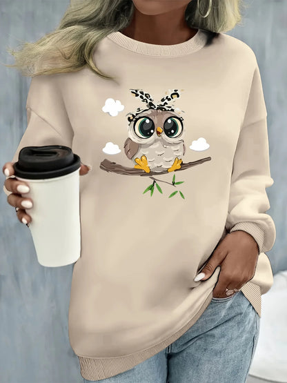 Maglione da donna, ideale per l’autunno e l’inverno, dal taglio ampio e confortevole, con stampa a motivi felini, scollo rotondo e maniche lunghe.