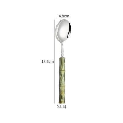 Nuovi posate in resina stile bambù 18/10 in acciaio inossidabile 304 posate classiche set di stoviglie argento blu verde crema trasporto di goccia