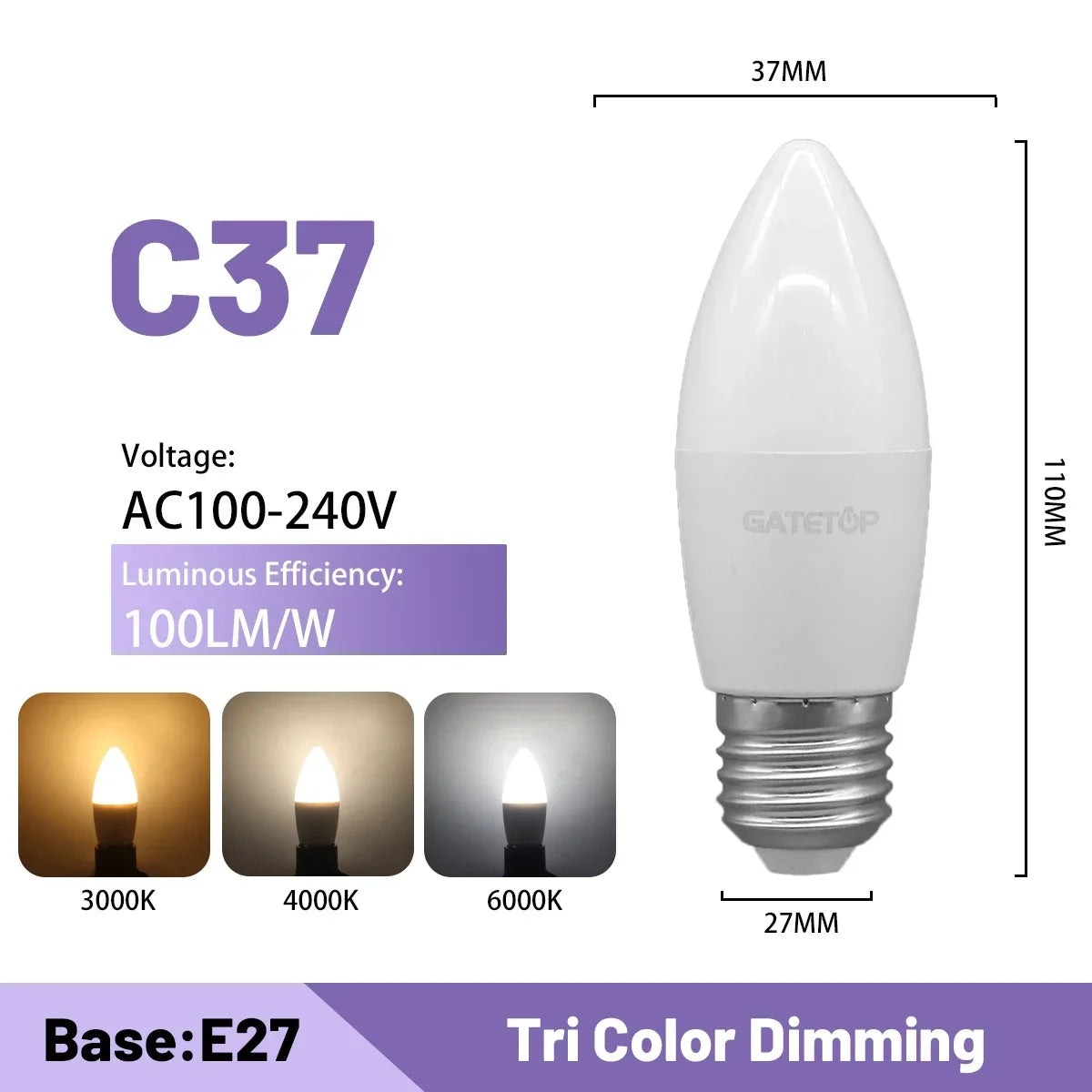 Lampadina intelligente regolabile a 3 temperature di colore CCT AC100-240V 3W 9W Lampadina LED GU10 MR16 E27 Luce spot Temperatura colore per l'illuminazione domestica