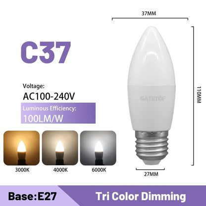 Lampadina intelligente regolabile a 3 temperature di colore CCT AC100-240V 3W 9W Lampadina LED GU10 MR16 E27 Luce spot Temperatura colore per l'illuminazione domestica