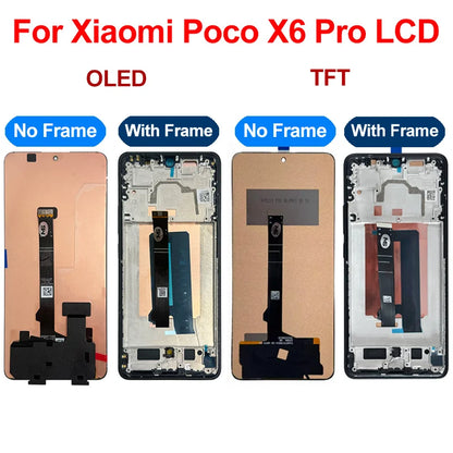 Display OLED per Xiaomi Poco X6, schermo LCD con digitalizzatore touch per Redmi Note 13 Pro 5G, modello 23122PCD1G, assemblaggio per Poco X6 Pro, display LCD K70E.