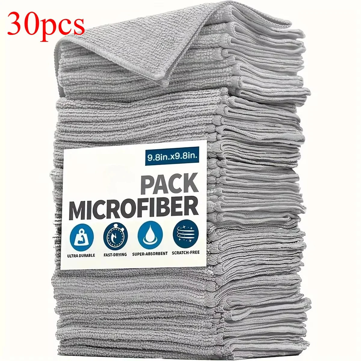 Asciugamano da cucina 5/10/20 pezzi, set di panni per pulizia grigio chiaro in fibra ultrafine, panno assorbente, morbido e smacchiato
