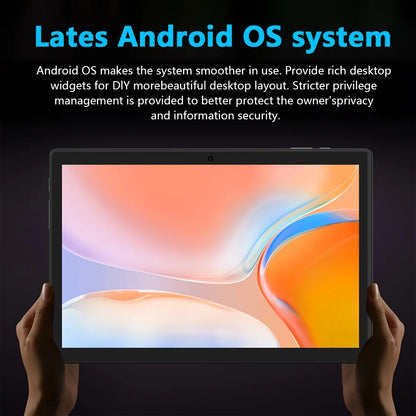 Tablet Android Koomdigi T30 Pro, dotato di schermo touchscreen HD da 10,1 pollici con risoluzione 1280x800, memoria interna da 128 GB con possibilità di espansione fino a 1 TB tramite scheda TF, processore MTK, tastiera e cu