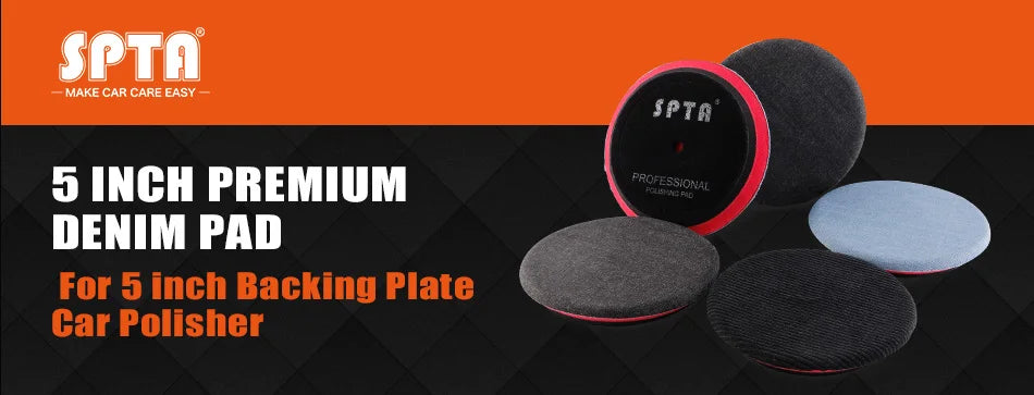 (Vendita singola) SPTA 5 pollici (125mm) Premium Denim Pad rimozione buccia d'arancia tampone per lucidatura auto per piastra di supporto lucidatrice per auto