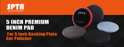 (Vendita singola) SPTA 5 pollici (125mm) Premium Denim Pad rimozione buccia d'arancia tampone per lucidatura auto per piastra di supporto lucidatrice per auto