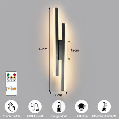 Lampade da Parete a Batteria da 5200mAh, Senza Fili, Ricaricabili, LED per Quadri, Interruttore Touch, Dimmerabili, 3CCT, USB, Telecomando