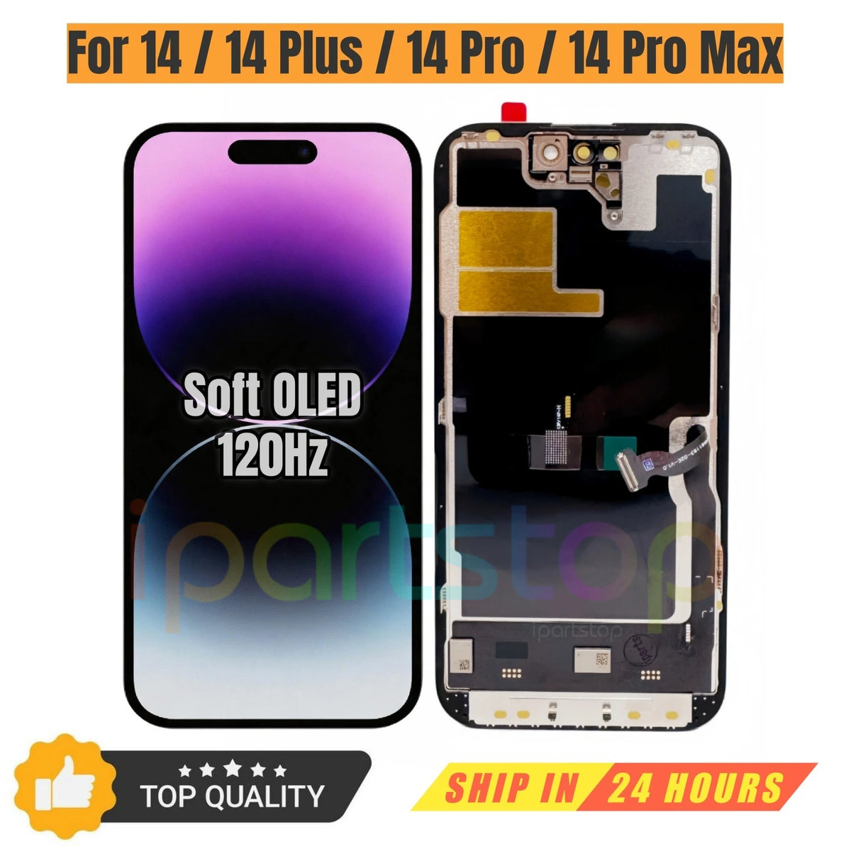Schermo OLED LCD di ricambio iParts per iPhone 14 Plus Pro Max, supporto 120Hz, IC rimovibile, parti 3D Touch DD