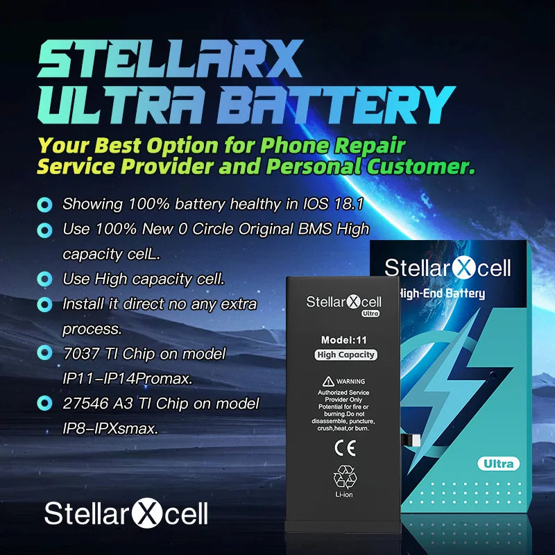 Batteria StellarXcell Ultra per iPhone, Spedita dalla Germania, per iPhone 8 8Plus, Batteria ad Alta Capacità, Batteria di Alta Qualità, Sostituzione Batteria iPhone con Strumenti Gratuiti, 0 Cicli, Mostra il 100% della Sal